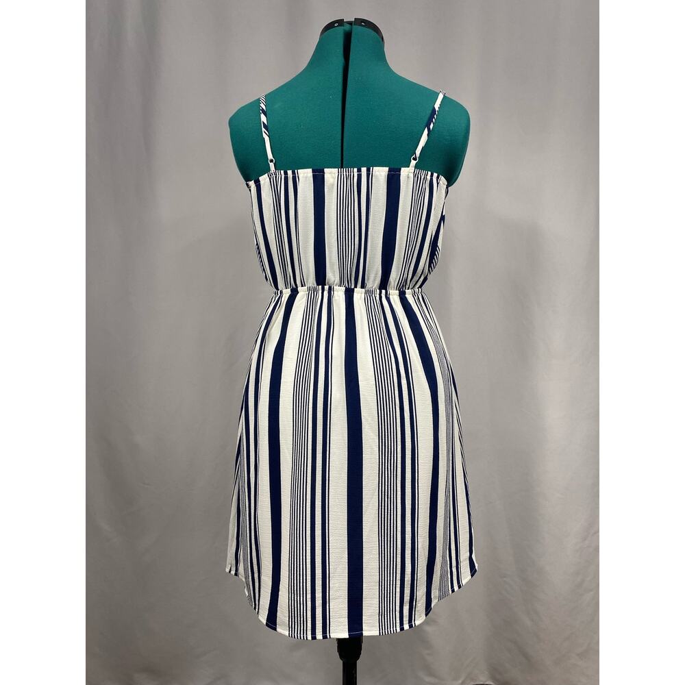 Monteau LA Thin Adjustable Strap Striped Dress Size Medium Color Blue and White - Picture 5 of 8